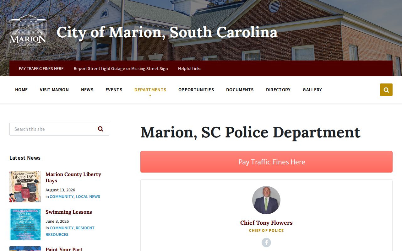 Marion County Marion Police Department arrest records source