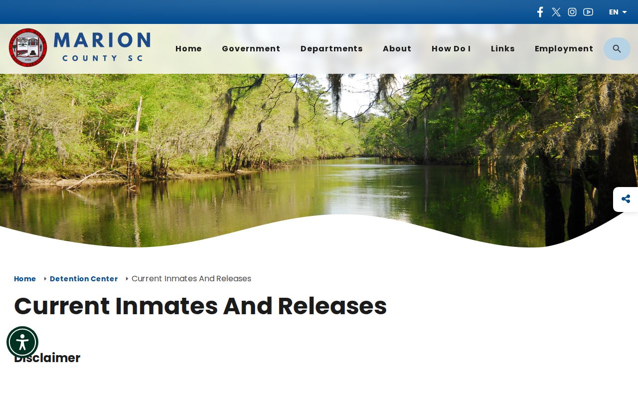 Marion County Detention Center official current inmates and releases roster page